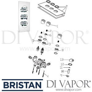 Bristan Chill Thermostatic Shower Diverter & Stopcock Spare Parts - BR DV 195